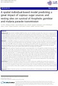 Cover page: A spatial individual-based model predicting a great impact of copious sugar sources and resting sites on survival of Anopheles gambiae and malaria parasite transmission