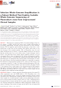 Cover page: Selective Whole-Genome Amplification Is a Robust Method That Enables Scalable Whole-Genome Sequencing of Plasmodium vivax from Unprocessed Clinical Samples