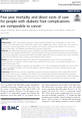 Cover page: Five year mortality and direct costs of care for people with diabetic foot complications are comparable to cancer