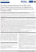 Cover page: The Human Immunodeficiency Virus (HIV) Index: Using a Patient-Reported Outcome on Engagement in HIV Care to Explain Suboptimal Retention in Care and Virologic Control