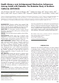 Cover page: Health literacy and antidepressant medication adherence among adults with diabetes: the diabetes study of Northern California (DISTANCE).