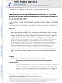 Cover page: Neural responses to social threat and predictors of cognitive behavioral therapy and acceptance and commitment therapy in social anxiety disorder