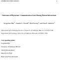 Cover page: Outcomes of Physicians' Communication Goals During Patient Interactions.