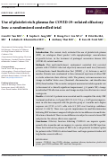 Cover page: Use of platelet‐rich plasma for COVID‐19–related olfactory loss: a randomized controlled trial