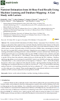 Cover page: Nutrient Estimation from 24-Hour Food Recalls Using Machine Learning and Database Mapping: A Case Study with Lactose