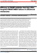 Cover page: Efficacy of PARP inhibitor therapy after targeted BRAF/MEK failure in advanced melanoma.