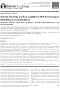 Cover page: Activity Diversity and Its Associations With Psychological Well-Being Across Adulthood