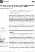 Cover page: Advancements in the Application of Ribosomally Synthesized and Post-Translationally Modified Peptides (RiPPs).