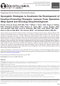 Cover page: Synergistic Strategies to Accelerate the Development of Function-Promoting Therapies: Lessons From Operation Warp Speed and Oncology Drug Development.