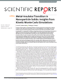 Cover page: Metal-Insulator Transition in Nanoparticle Solids: Insights from Kinetic Monte Carlo Simulations
