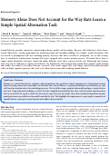 Cover page: Memory alone does not account for the speed of learning of a simple spatial alternation task in rats