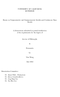 Cover page: Essays on Nonparametric and Semiparametric Models and Continuous Time Models