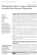 Cover page: Nrf2 Regulates CHI3L1 to Suppress Inflammation and Improve Post-Traumatic Osteoarthritis.