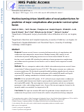 Cover page: Machine learning-driven identification of novel patient factors for prediction of major complications after posterior cervical spinal fusion