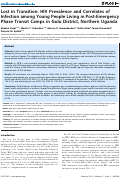 Cover page: Lost in Transition: HIV Prevalence and Correlates of Infection among Young People Living in Post-Emergency Phase Transit Camps in Gulu District, Northern Uganda