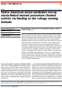 Cover page: Native American ataxia medicines rescue ataxia-linked mutant potassium channel activity via binding to the voltage sensing domain