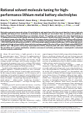 Cover page: Rational solvent molecule tuning for high-performance lithium metal battery electrolytes