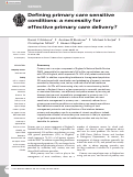 Cover page: Defining primary care sensitive conditions: a necessity for effective primary care delivery?