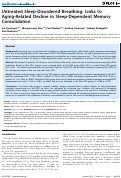 Cover page: Untreated Sleep-Disordered Breathing: Links to Aging-Related Decline in Sleep-Dependent Memory Consolidation