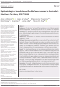 Cover page: Epidemiological trends in notified influenza cases in Australias Northern Territory, 2007-2016.