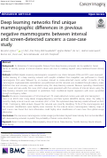 Cover page: Deep learning networks find unique mammographic differences in previous negative mammograms between interval and screen-detected cancers: a case-case study