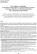 Cover page: From Stigma to Validation: A Qualitative Assessment of a Novel National Program to Improve Retention of Physician-Scientists with Caregiving Responsibilities.