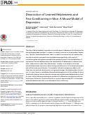 Cover page: Dissociation of Learned Helplessness and Fear Conditioning in Mice: A Mouse Model of Depression