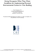 Cover page: Giving occupants what they want: guidelines for implementing personal environmental control in your building