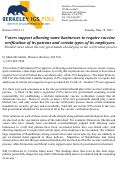 Cover page: Release #2021-11: Voters support allowing some businesses to require vaccine verification of its patrons and certain types of its employees.