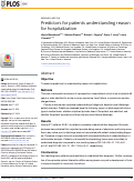 Cover page: Predictors for patients understanding reason for hospitalization