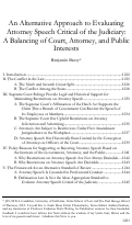 Cover page: An Alternative Approach to Evaluating Attorney Speech Critical of the Judiciary: A Balancing of Court, Attorney, and Public Interests