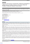 Cover page: Physician and Practice Characteristics Influencing Telemedicine Uptake Among Frontline Clinicians in the Early COVID-19 Pandemic Response: National Survey Study.