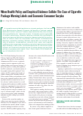 Cover page: When health policy and empirical evidence collide: the case of cigarette package warning labels and economic consumer surplus.