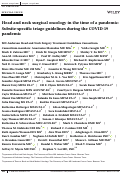 Cover page: Head and neck surgical oncology in the time of a pandemic: Subsite‐specific triage guidelines during the COVID‐19 pandemic