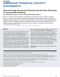 Cover page: Electronic Health Records and Pulmonary Function Data: Developing an Interoperability Roadmap. An Official American Thoracic Society Workshop Report.