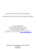 Cover page: A Multi-Objective Analysis of Regional Transportation and Land Development Policies