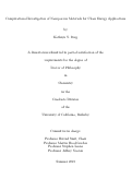Cover page: Computational Investigation of Nanoporous Materials for Clean Energy Applications