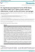 Cover page: An engineered nano-liposome-human ACE2 decoy neutralizes SARS-CoV-2 Spike protein-induced inflammation in both murine and human macrophages