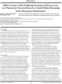 Cover page: HIPAA vs. CIPA (California Invasion of Privacy Act): Are Physicians Protected from Live Social Media Streaming in the Emergency Department?