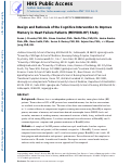 Cover page: Design and Rationale of the Cognitive Intervention to Improve Memory in Heart Failure Patients Study.