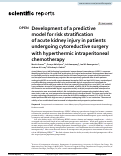 Cover page: Development of a predictive model for risk stratification of acute kidney injury in patients undergoing cytoreductive surgery with hyperthermic intraperitoneal chemotherapy.