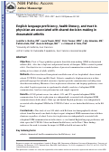 Cover page: English Language Proficiency, Health Literacy, and Trust in Physician Are Associated with Shared Decision Making in Rheumatoid Arthritis