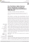 Cover page: Can Oscillatory Alpha-Gamma Phase-Amplitude Coupling be Used to Understand and Enhance TMS Effects?