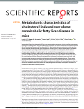 Cover page: Metabolomic characteristics of cholesterol-induced non-obese nonalcoholic fatty liver disease in mice