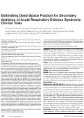 Cover page: Estimating Dead-Space Fraction for Secondary Analyses of Acute Respiratory Distress Syndrome Clinical Trials