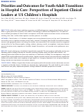 Cover page: Priorities and Outcomes for Youth-Adult Transitions in Hospital Care: Perspectives of Inpatient Clinical Leaders at US Children’s Hospitals