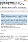 Cover page: High-Density SNP Screening of the Major Histocompatibility Complex in Systemic Lupus Erythematosus Demonstrates Strong Evidence for Independent Susceptibility Regions