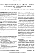 Cover page: Impact of Perceived Stress During the SARS-CoV-2 Pandemic on Rheumatoid Arthritis Patients' Disease Activity