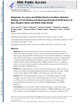 Cover page: Diagnostic accuracy and differential associations between ratings of functioning and neuropsychological performance in non-Hispanic Black and White older adults