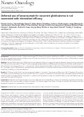 Cover page: Deferred use of bevacizumab for recurrent glioblastoma is not associated with diminished efficacy